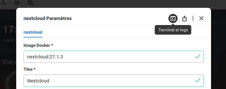 Access to a container shell and logs in CasaOS interface